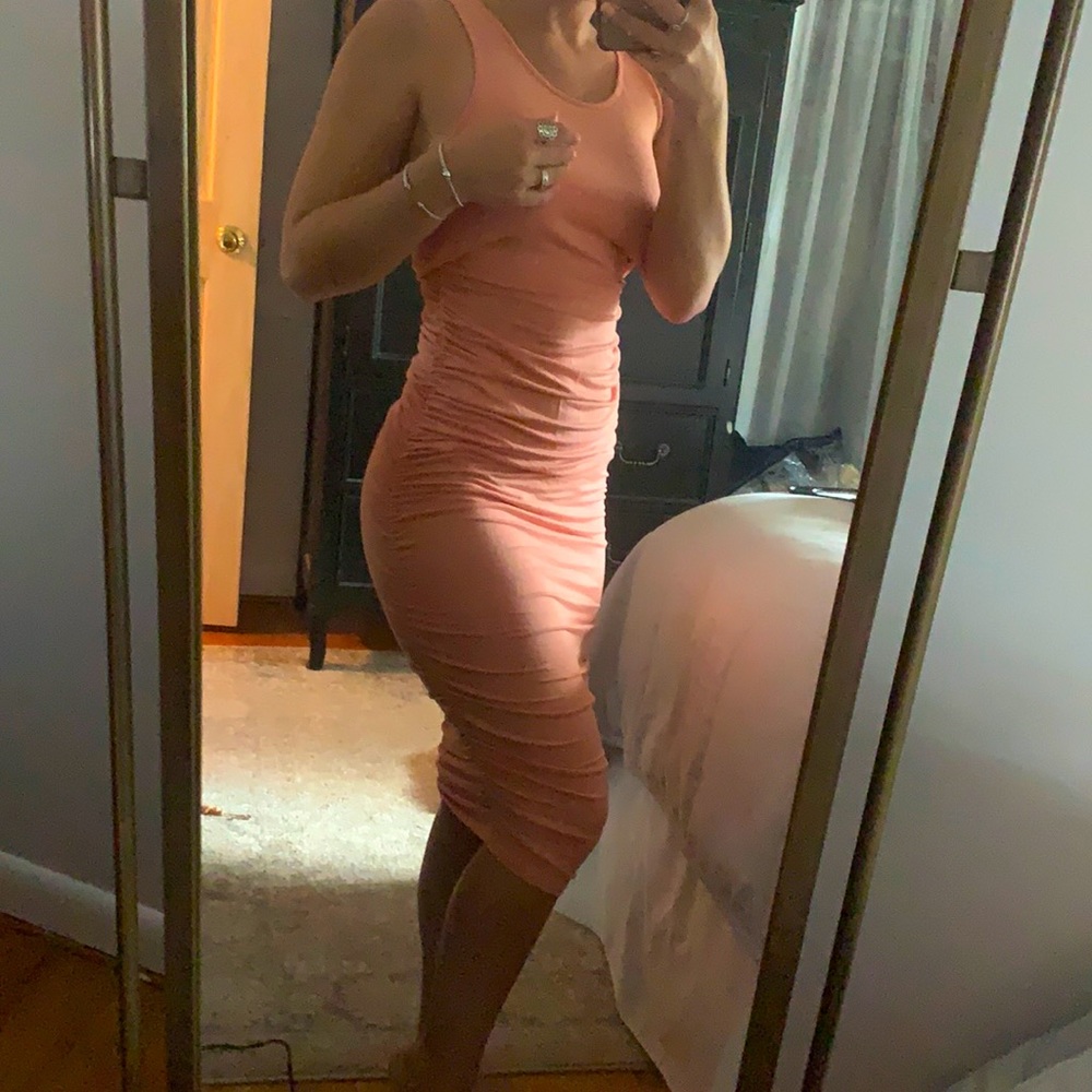 MIDI Scrunch peach Dress